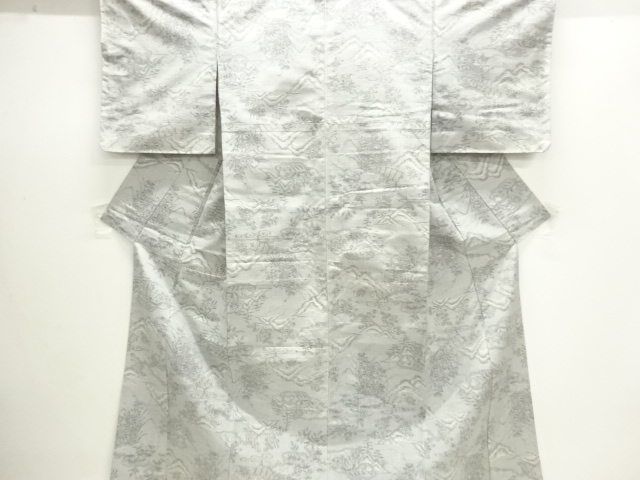 JAPANESE KIMONO / TSUMUGI KIMONO / FLORAL PATTERNS WOVEN AGAINST A MOU